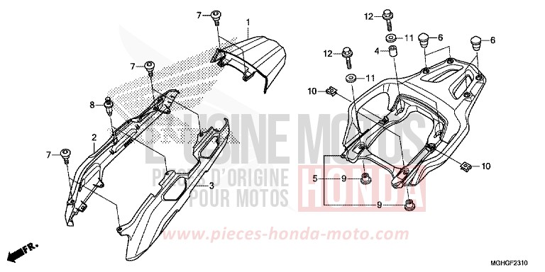 CAPOT ARRIERE/SUPPORT von VFR1200X "Crosstourer" DCT CANDY PROMINENCE RED (R342B) von 2016